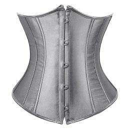 SEXY Gothic Underbust Corset and Waist cincher Bustiers Top Workout Shape Body Belt Plus size Lingerie S-6XL (Color: Gray)