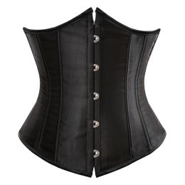 SEXY Gothic Underbust Corset and Waist cincher Bustiers Top Workout Shape Body Belt Plus size Lingerie S-6XL (Color: Black)