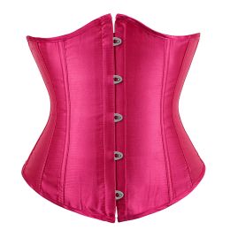 SEXY Gothic Underbust Corset and Waist cincher Bustiers Top Workout Shape Body Belt Plus size Lingerie S-6XL (Color: Rose)