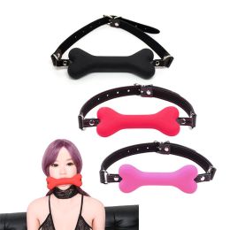 Soft Safety Silicone Open Mouth Gag bdsm dog Bondage Restraints Sex Toys for Women Slave Gag Sex Products sm sextoy (STYLE: black)