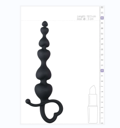 Anal Chain with Pull Ring - 18.5 cm / 3.35 inch / 7.28 inch - - Black Anal Beads - For him and her (Color: IImage color)